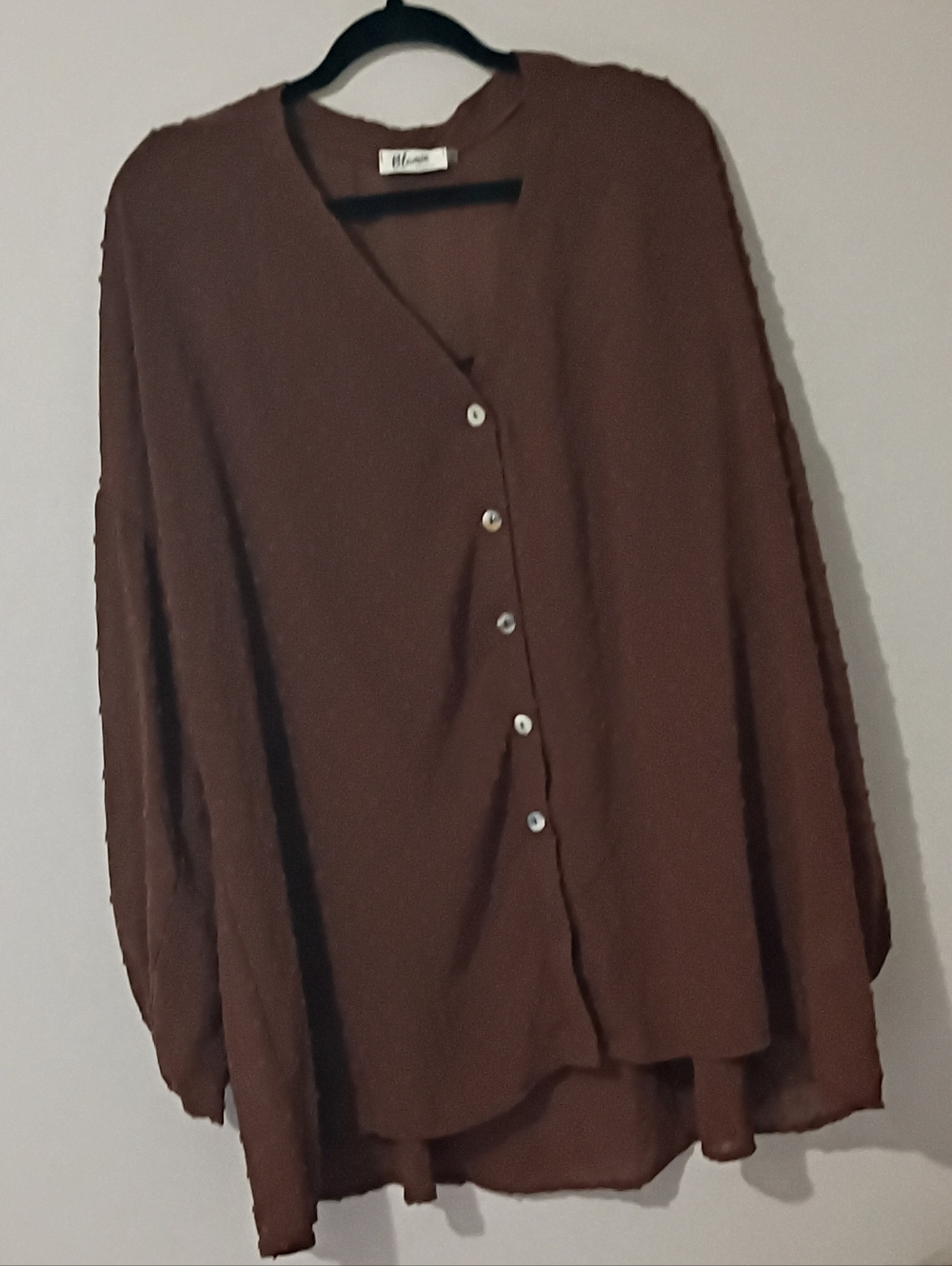 Blumin Brown Swiss Dot Lightweight Blouse